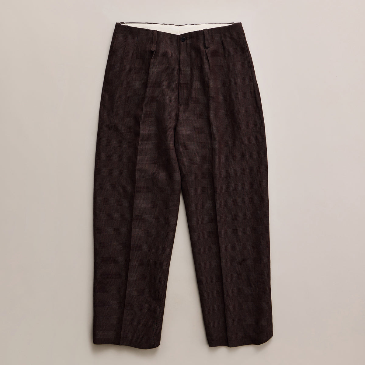 NICENESS WOOL LINEN FLYING V TROUSERS "B.WISHBONE" BROWN
