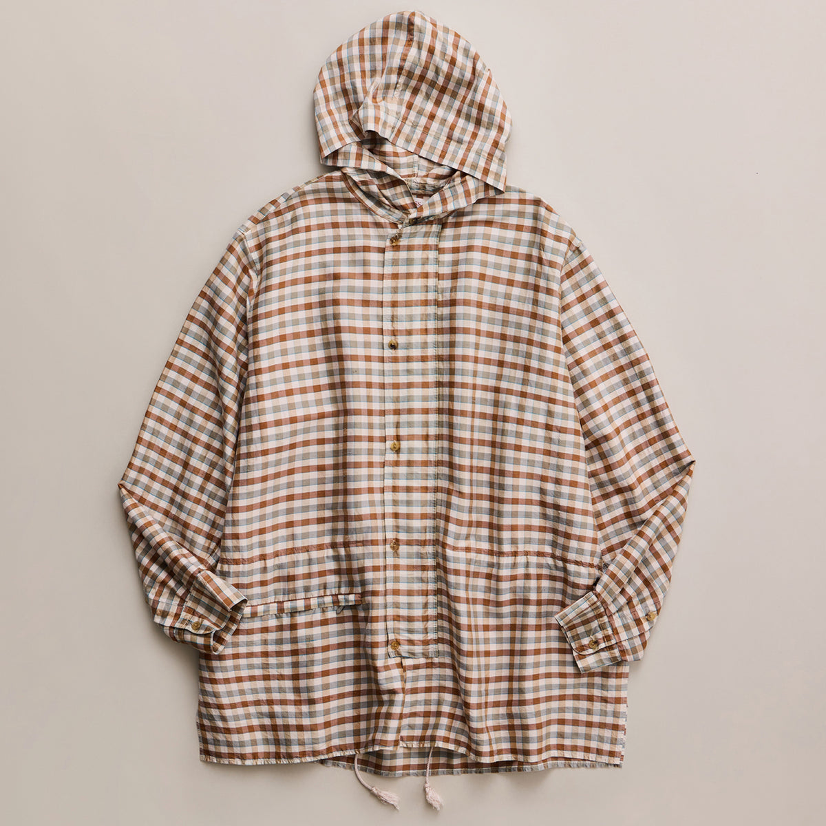 NICENESS SILK CHECK TAFFETA SHELL PARKA "LEVENE"